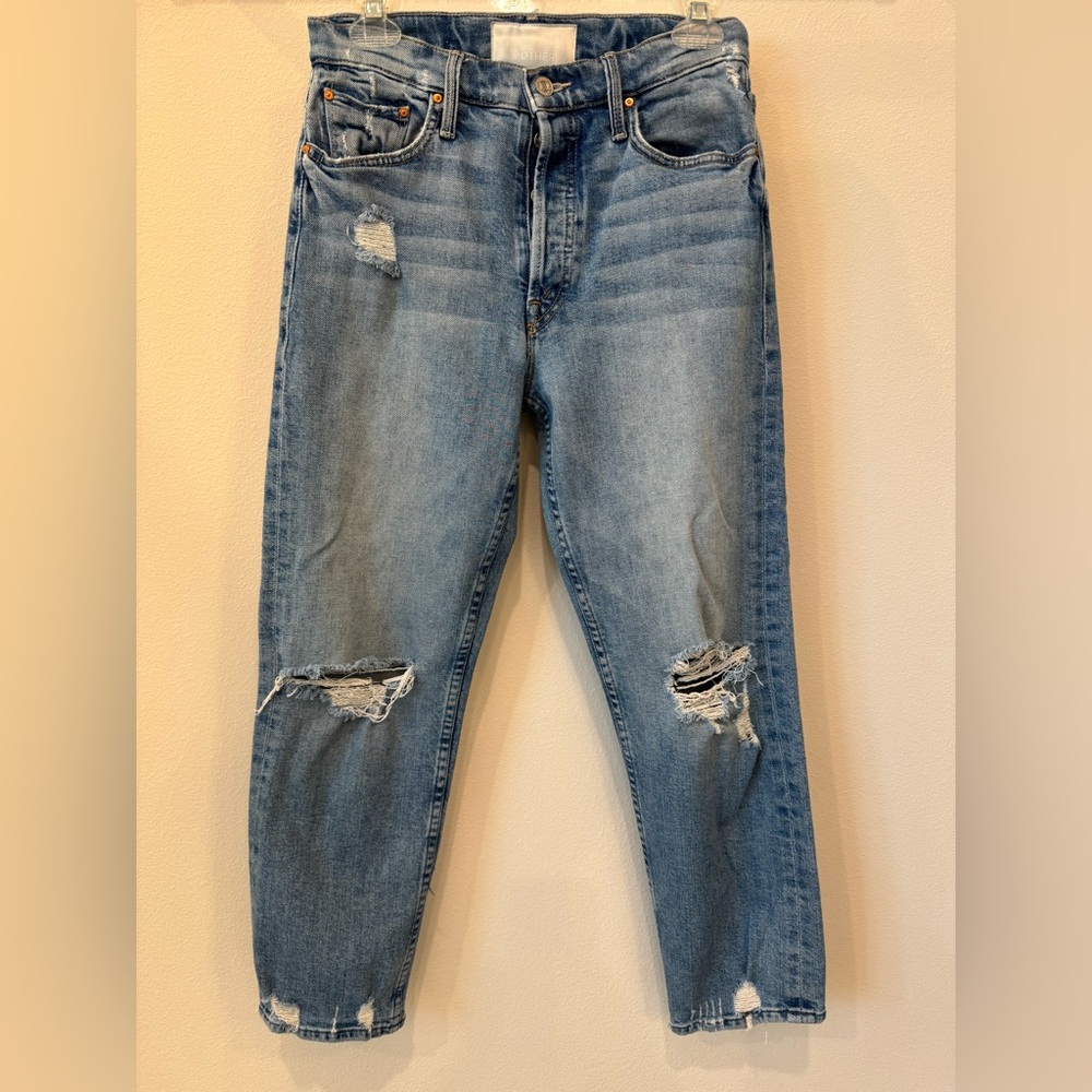 MOTHER Tomcat Ripped Crop Straight Leg Jean (The Confession)